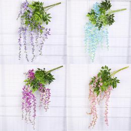 Decorative Flowers 110cm Long Simulation Plants Green Leaf Fake Grape Vine Artificial Flower String Foliage Leaves Home Wedding Garden