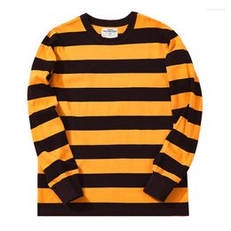 Men's T Shirts 2023 American Vintage 280g Heavyweight Cotton Striped Long Sleeve T-Shirt Men Autumn Navy Classical Casual Thick Pullover