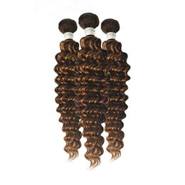 Malaysian Human Hair Wefts 10-30inch 3 Bundles Deep Wave Piano Colour P4/27 Hair Extensions Indian Peruvian Products