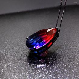 Pendant Necklaces Multicolor Crystal Glass Fusion Stone Water Drop With Colourful Cubic Zirconia Fashion Jewellery For Women Gifts