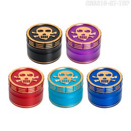 Skull logo Aluminum CNC 63*46 MM Smoking Herb Grinder 4PCS Tobacco Crusher Dry Herb Spice Muller Wholesale