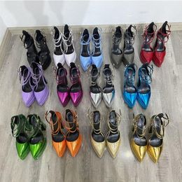 Leather Shinny Patent Colourful Platform Mary Jane Shoes Pointed toe Ankle Strap Lady Summer Sandals b