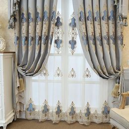 Curtain Ready Made Window Curtains For Living Room Luxury Embroidery Blinds Blackout Fabric And Tulle Villa BedroomM123#4