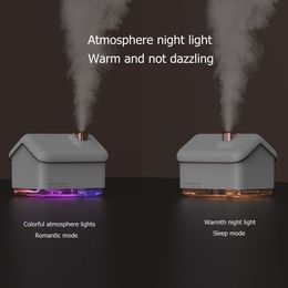 Humidifiers 300ml USB Ultrasonic Air Humidifier Snow House Mist with Colourful LED Light Mini Heavy Car Aroma Diffuser