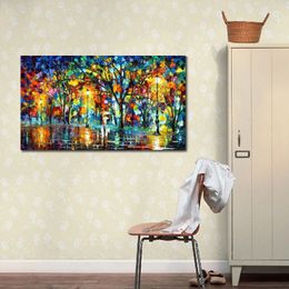 Abstract Wall Art Lonely Walk Handmade Oil Painting Canvas Artwork Contemporary Home Decor