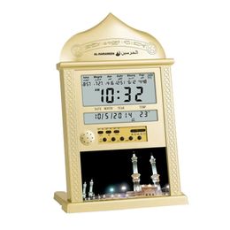 Desk Table Clocks A63I Azan Mosque Prayer Clock Islamic Mosque Azan Calendar Muslim Prayer Wall Clock Alarm Ramadan Home Decor 230615