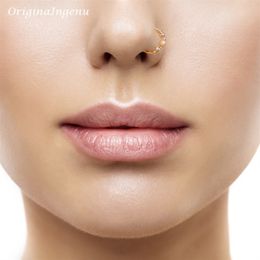 Nose Rings Studs Gold Filled925 Silver Real Piercing Ring Handmade Jewellery Punk Charm Septum Hoop 230614