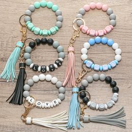 Keychains Tassel Bracelet Silicone Love Beads Keychain For Keys Keyring Women Multicolor Fashion Wholesale