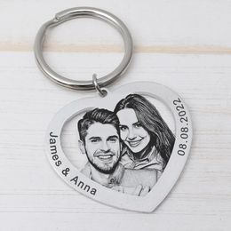 Key Rings Personalised Po Keychain Custom Name Keychain Heart Keychain Couples Keychain Picture Keyring Mom Dad Gift Friend Gift 230614