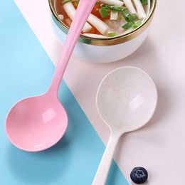 New 1pcs Household Utensils Spoon Wheat Stalk Spoon Tablespoons Plastic Large Soup Long Porridge Rice Dinner Scoop Kitchen Supplies