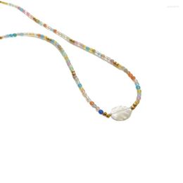 Chains Trendy Bohemian Feather Pendant Necklace For Women Colourful Bead Crystal Charms Clavicle Chain Chokers Handmade Jewellery