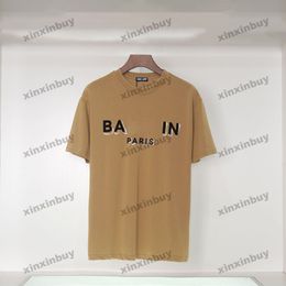 xinxinbuy Men designer Tee t shirt 23ss paris letter print France short sleeve cotton women black white khaki M-2XL