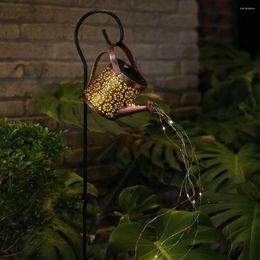 Garden Decor Landscape Lamp Outdoor Lawn Metal Retro Solar LED String Light Watering Can