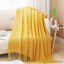 Blankets Luxury Knitted Blanket Throw Frignes Soft Cosy All Sea Blanket For Bed Fleece Plaid Throws Knitted Throw Blanket Light Grey R230615