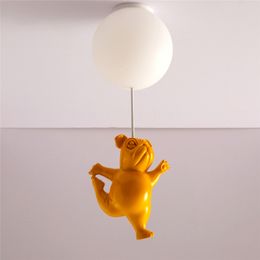 Decorative Objects Figurines Nordic Cartoon Balloon Ceiling Lamp Creative Warm Resin Animal Dog Chandelier Children's Room Bedroom Living Decor 230614