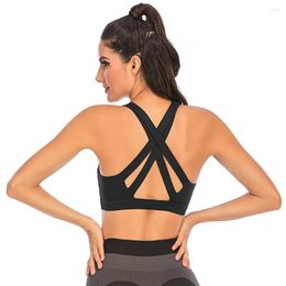 Yoga Outfit Sport Wear For Women Gym Solid Bra Cross Back Seamless Brassiere Fitness Sexy Clothes Running Top