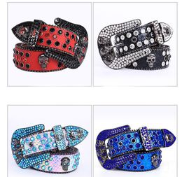 Bb belts man belt skull designer belts hiphop trendy western style cintura waistline adjustable length casual womens fashion belt party striking shiny PJ024