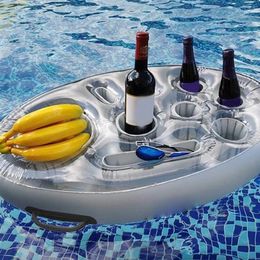 Air Inflation Toy Inflatable Floating Row Swimming Pool Float Food Beer Tray Pool Air Mattress Water Food Drink Holder Summer Party Swimming Ring 230614