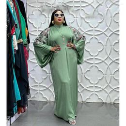 Ethnic Clothing 2023 Plus Size Green African Dress For Women With Headtie Elegant Lady Wedding Evening Party Gown Ramadan Muslim Kaftan