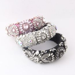 Hair Clips Light Luxury Sponge Big Rhinestone Flower Exaggerated Headband Ladies Prom Gift Accessories Headwear 941