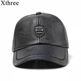 s Xthree winter leather baseball cap snap back hat for men casual Baseball Cap Winter Dad Hat 230614