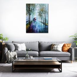 Famous Knife Painting on Canvas Foggy Stroll Hand Painted Serene Landscapes Modern Wall Art