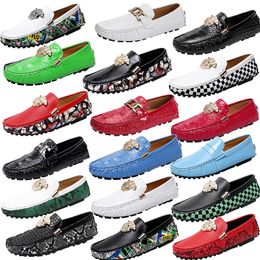 Luxury Brand Genuine Leather Glossy Loafers Shoes Crocodile Print Metal Buckle Leather Shoes Comfortable Driving Shoes Glossy Business Office Shoes Size 35-48