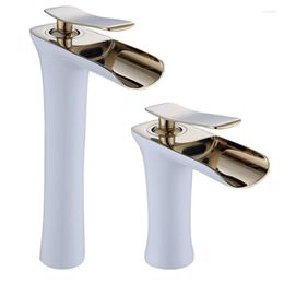 Bathroom Sink Faucets Supply Waterfall Faucet Basin All Copper Black And White Baking Paint Domestic Toilet Wash