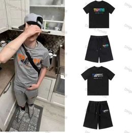 Men's Trapstar T Shirt Set Letter Embroidered Tracksuit Short Sleeve Plush ShortsMotion current Tidal flow design 667ess