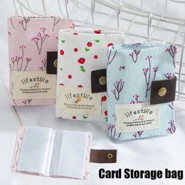 New Mini 20 Slots Card Storage Bags Creative Gifts Canvas Daisy Print Pocket Purse Wallet Organizer Portable Business Card Holder