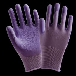 Garden gardening digging gloves Claw Garden gloves Wholesale Labour protection working latex gloves 13-pin polyester palm dipped in latex wrinkles