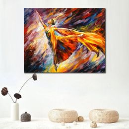 Textured Handmade Oil Painting Cityscapes Canvas Art Gold Wave Modern Dining Room Decor