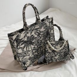 Evening Bags Luxury Designer Handbag Brand Top Handle Jacquard Embroidery Shopper Beach Woman Shoulder Bag Tote