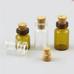 100 x 05ml 1ml Empty Clear amber Glass Bottle With Wood Cork Mini Sample Vial wishing bottlehigh qty Reeqc