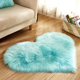 Carpet Bedroom Floor Mat Love Heart Rugs Artificial Wool Hairy Faux Fur Plain Fluffy Area Rug Soft Living Room 230615