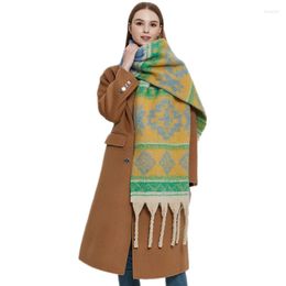 Scarves 2023 Women Geometric Pattern Cashmere Scarf Designer Blanket Shawl Women's Autumn Winter Tassel Thick Keep Warm