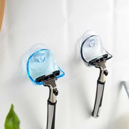 New 1/2pcs Washroom Wall Sucker Suction Cup Razor Hook Plastic Shaver Holder Razor Bathroom Shaver Hanging Rack Clear Storage Shelf