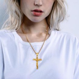 Chains Stainless Steel Men Women Jesus Cross Pendant Necklace 60cm Length Fashion Religiou Easter Jewellery Female Gift Drop