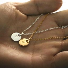 Pendant Necklaces Alphabet Disc Letter Couple Double Side A- Z Initial Stamped Name Chain Necklace Lover Gift