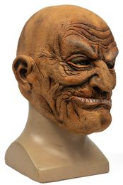 Party Masks Old Man Face Cap Halloween Party Latex Imitation Human Bald Mask 230614