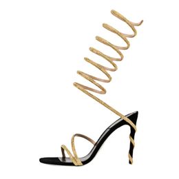 2023 Ankle Strap Stiletto Rhinestone Wedding Platform Sandals High Heel Formal Party Designer Evening Dress Shoes Women Size 43