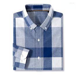 Men's Casual Shirts Business Men's Long Sleeve Oxford Stripe Plaid Men Without Front Pocket Regular-Fit Button-Down
