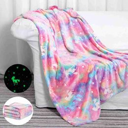 Blanket Glow in The Dark Blanket for Girls Soft Kids Blanket for 1-12 Year Old Girl Birthday Thanksgiving Easter Gift R230615