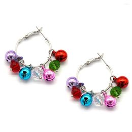 Hoop Earrings 1 Pair Mixed Colour Jingle Bells Earring Christmas Women Girls Fashion Jewellery Year Gifts