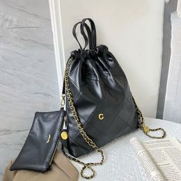 backpack designer backpack luxury women bag shoulder bag stitching gold buckle design large capacity fashion style bag with small purse very good