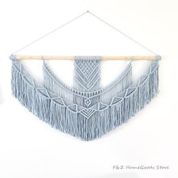 Tapestries Grey Hand Woven Macrame Wall Hanging Tapestry Gorgeous Chic Bohemian For Home House Decor Living Room Apartment Dorm Decoration 230615