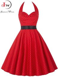 Basic Casual Dresses Women Summer Polka Dot Vintage Dress Fashion Party Office Lady 50s 60s Rockabilly Big Swing Halter Clothes Tunic Vestidos 230615