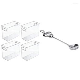 Hooks 8Pcs Cute Music Theme Tea Stirring Spoon & 4 Pcs Kitchen Pantry Cabinet Refrigerator Or Freezer Food Storage Bin