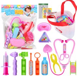 Tools Workshop 16Pcs Pretend Play Doctor Toy Set Kit Educational Role Play Simulation Hospital Learing Toys For Children Kids Girl 230614