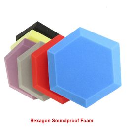 Wall Stickers 612Pcs 180x300mm Studio Acoustic Panel Hexagon Soundproof Foam Sound Insulation Wall Panel Flame Retardant Sponge 7 Colours 230614